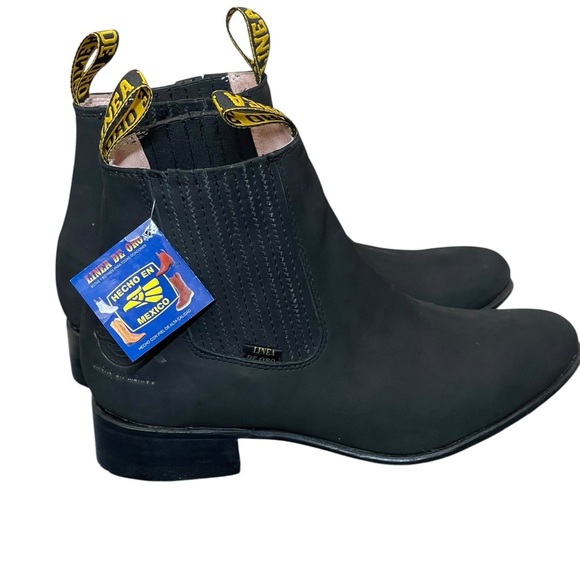 Linea De Oro Botin Tacon, Oil Leather/suede/piel Graso (black/negra)size 8 men - Picture 3 of 15